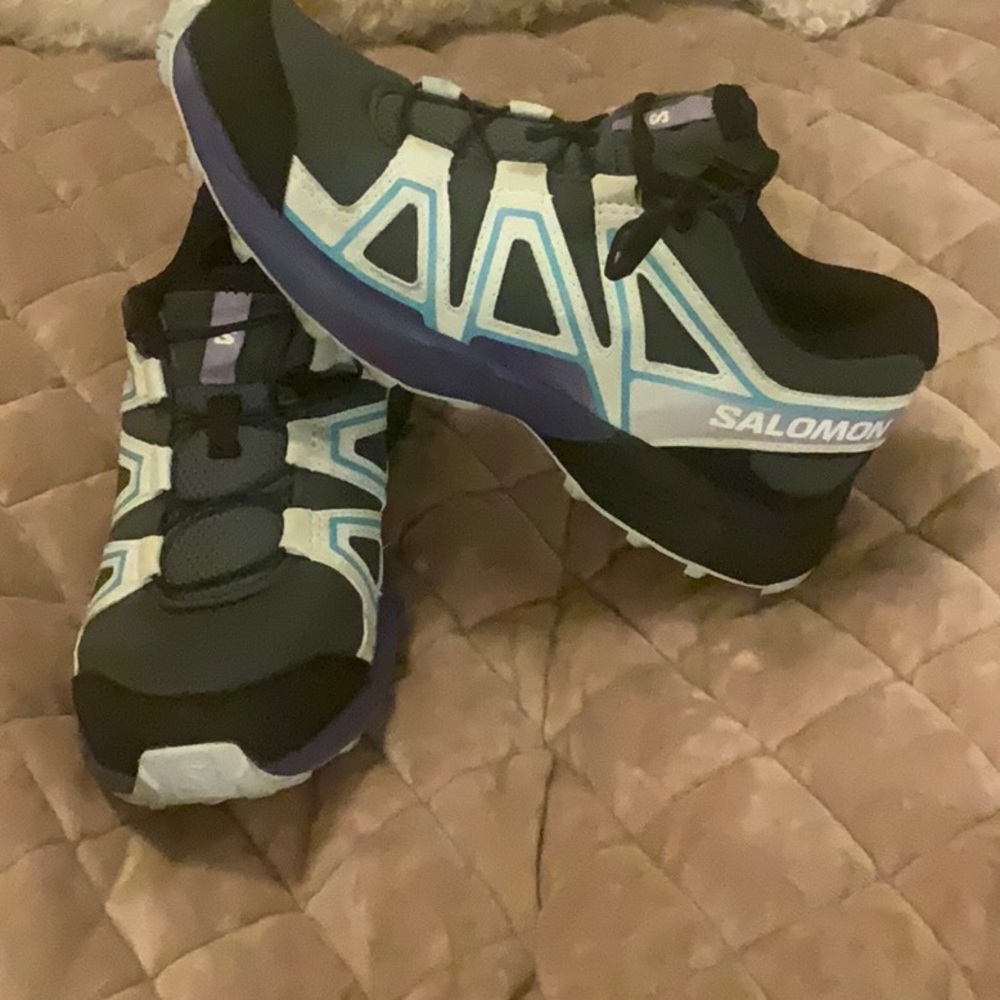 Salomon Kids Black, White & Purple Athletic Slip-On Sneakers